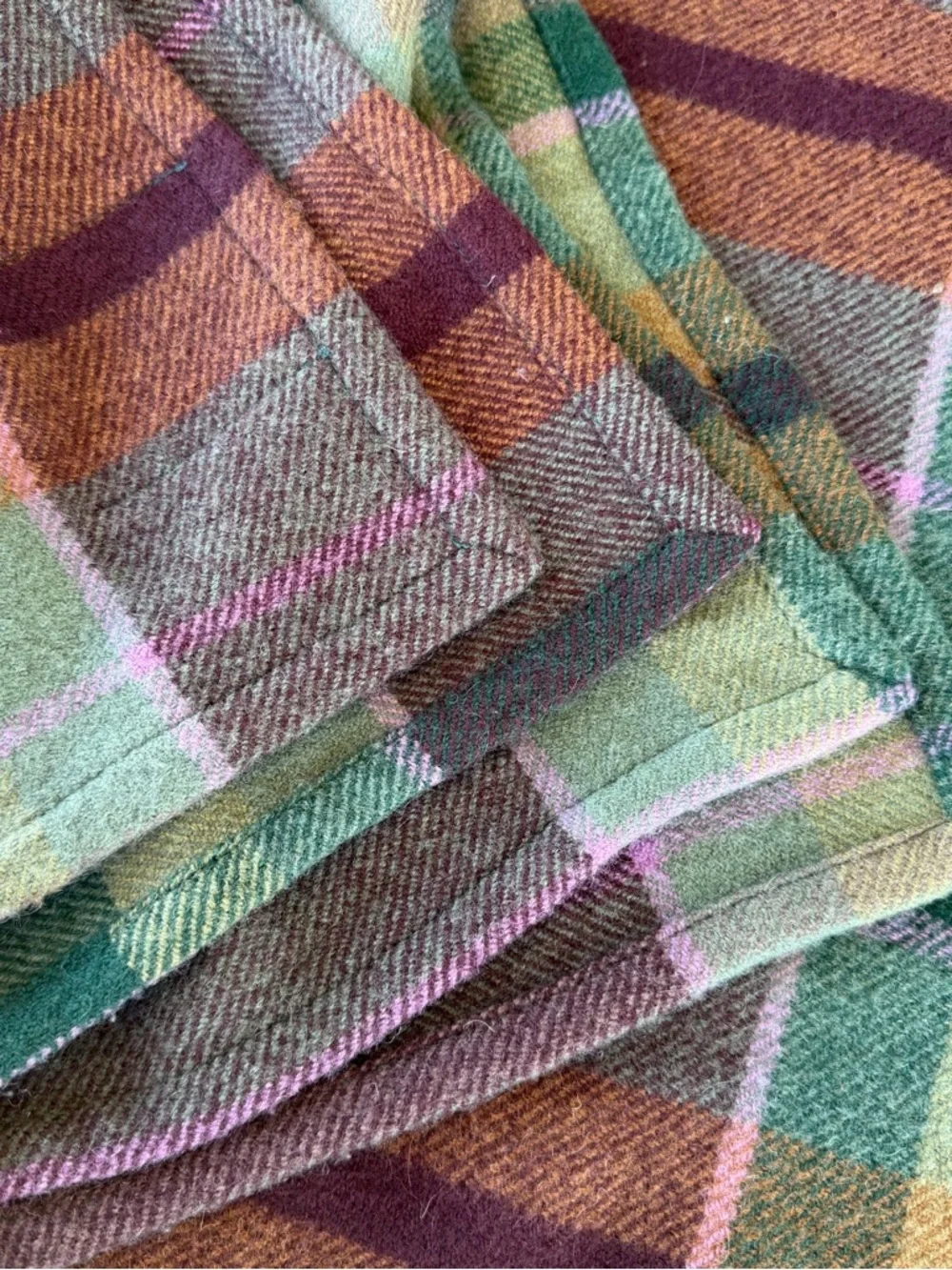 VTG Lauren Ralph Lauren Brittany Plaid 100% Wool Queen Blanket Earth Tones READ